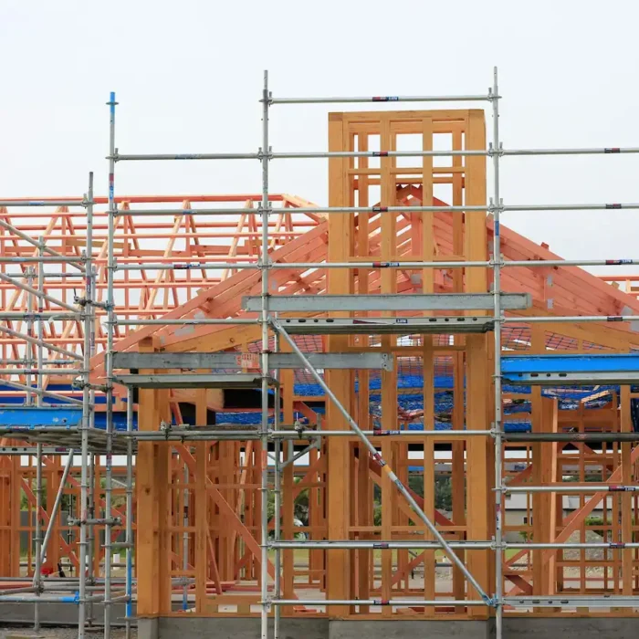 Framing and scaffolding system at a residential construction project in San Rafael