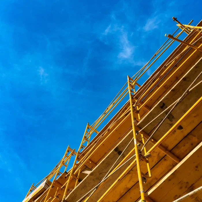 San Rafael Scaffolding Rental setup on a residential construction project under blue skies